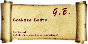 Greksza Beáta névjegykártya